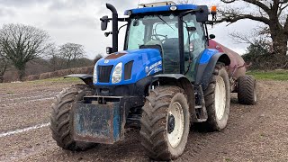 New Holland T6155 Slurry Tanking [upl. by Evvy]