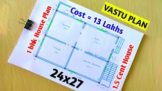 647sqft south facing plan1 BHK2427 ft low budget house design vastu plan floor plan small plan [upl. by Dnomra614]