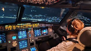 Beautiful FEMALE PILOT Takeoff Airbus A320  Cockpit View [upl. by Eislrahc]