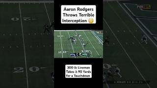 Aaron Rodgers Throws PICK 6 to 300lb Lineman seahawksvsjets aaronrodgers nfl pick6 shorts fyp [upl. by Ainocal]