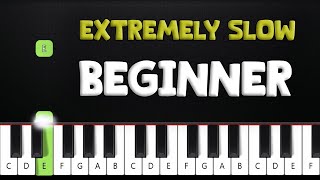 Rush E  EXTREMELY SLOW BEGINNER Piano Tutorial [upl. by Nnylyak745]