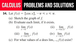 54 Let fx⟦cos⁡x ⟧ π≤x≤π Sketch the graph of f Evaluate each limit if it exists [upl. by Oneil450]