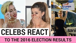 Celebrities React To Donald Trump Winning Election  Hollywire [upl. by Parlin]