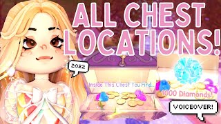 EASY amp FREE 6000 DIAMONDS Royale High WVOICEOVER ALL DIVINIA PARK CHEST LOCATIONS 2022 🏰 [upl. by Yznil999]