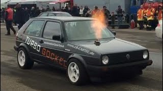 VW Golf Mk2 VR6 Turbo 4motion 1000HP 14 Mile Drag Race Turbo Gockel Renner 3 Flugplatzblasen 2015 [upl. by Coltin]