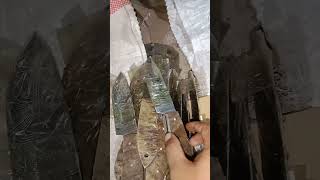 Damascus hunting knife in progress rams horn handle [upl. by Terris794]