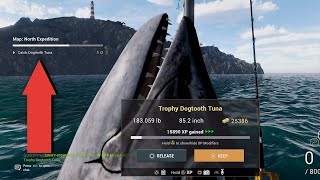 Map North Expedition  How To Get Dogtooth Tuna In Kaiji No Ri  Fishing Planet [upl. by Arivle217]