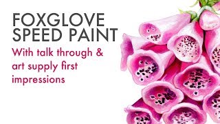 Painting Foxglove Flowers with Liquid Watercolor  PLUS First Impressions of New Art Supplies [upl. by Yevrah]