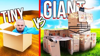 Tiny VS GIANT Box Forts Challenge [upl. by Boycey898]