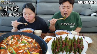 대파듬뿍🔥얼큰한 파개장amp 🌶청양고추김치 만들기집밥먹방ft배추전ㅣGreen onion soup amp Spicy pepper kimchiㅣMUKBANGㅣEATING SHOW [upl. by Devad]