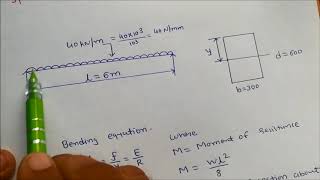 Bending stress in beams problem 1Mechanics of Solids [upl. by Mirth]