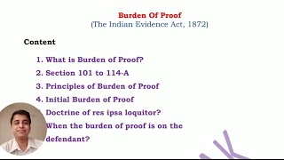 Burden of Proof evidence act  section 101 to 114  A [upl. by Fulcher]