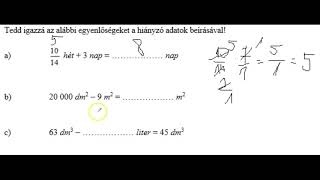 2018as központi felvételi 2feladat mértékegység átváltás [upl. by Ireland]