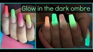 How to Glow in the dark ombre acrylic nails  Neon colour fade tutorial [upl. by Cire]