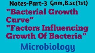 quotBacterial Growth CurvequotFactors Influencing Growth Of BacteriaquotBacteria MicrobiologyGnmBsc1st [upl. by Norvil714]