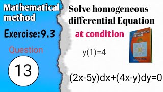 Solving Homogeneous Differential Equation  2x5ydx  4xydy  0 y1  4Educationalinfo786 [upl. by Cuttie]