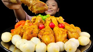 Chicken Leg Piece Mukbang  Eating Chicken Curry and Eggs  Yellow Rice  Nepali Mukbang Asmr [upl. by Assereht]