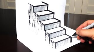 How to Draw a 3D Staircase  Drawing Steps Trick Art [upl. by Dranal]