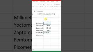 Convert Millimeter into Picometer in Microsoft Excel msexcel excel shorts [upl. by Elletse]