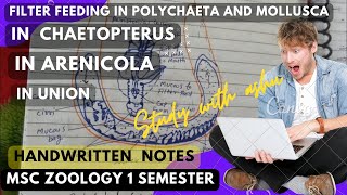 Filter feeding structure and method in polychaeta and mollusca for MSc zoology 1st semester notes [upl. by Ahterahs]