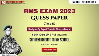 Guess Paper  Rashtriya Military School class 9th Target Exam 2023 By Expert Team of Shaurya Bharat [upl. by Ingemar549]