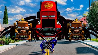 Epic battle between Lightning McQueen Eater amp Car Eater  Mack Eater VS Moon Man  BeamNGDrive [upl. by Mandie]