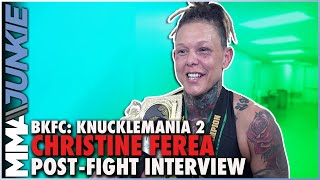 Christine Ferea reacts to BKFC title win vs Britain Beltran at KnuckleMania 2 [upl. by Wieche]