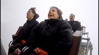 Cedar Points Steel Vengeance test run with Susan Glaser Plain Dealer reporter [upl. by Akilam]