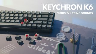 Keychron K6 Mods amp Typing Sounds Lubed Gateron Red Switches [upl. by Kiefer]