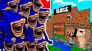 RETO DE LA BASE VS 1000000 SHIN SONIC TAPES😨😱BASE DE NOOBSI Y BEBE NOOB VS SHIN SONIC en MINECRAFT [upl. by Maurise762]