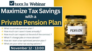 Webinar 🎬 Maximize Tax Savings with a Private Pension Plan [upl. by Beret]