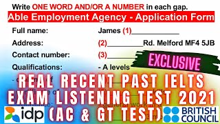 LATEST REAL EXAM IELTS LISTENING TEST 2021  ABLE EMPLOYMENT AGENCY  PAST IELTS EXAM LISTENING [upl. by Trini]