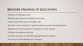 Education Narrow and broader meanings [upl. by Boorer]