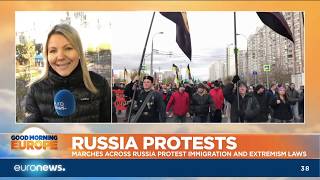 GME  Russia demonstrations against extremism laws and immigration [upl. by Hasila]