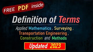 CE MSTC 2023  Mathematics Surveying Transportation and Construction Definition of Terms [upl. by Finstad]