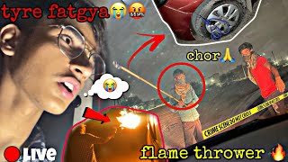 Choro ne gadi ka tyre fad diya🥵😭🙏flame thrower 🔥 ne bachalia🙏😰​⁠iampuneetgaba Albadivlogs [upl. by Elocal]