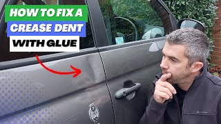 How To Fix A Crease Dent With Glue  Paintless Dent Removal [upl. by Buller965]