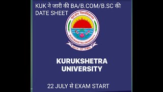 KUK EXAM DATE SHEET OUT KUK EXAM UPDATE [upl. by Attelliw]