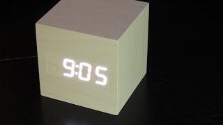 Wood cube LED alarm clock reviewsetup [upl. by Harbird700]