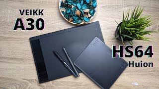 Veikk A30 vs Huion HS64  Comparing cheap drawing tablets [upl. by Martinsen15]