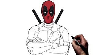 How To Draw Deadpool  Step By Step  Marvel [upl. by Ahseekal]