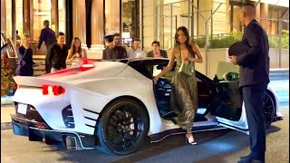 CHARLES LECLERC Arrives with his Ferrari 812 Competizione Aperta  McLaren SENNA GTR  SUPERCARS [upl. by Moncear]