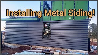 Installing Metal Siding  DIY Cabin Build [upl. by Tony]