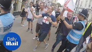 Clashes erupt during English Defence League march in Worcester [upl. by Sairtemed392]