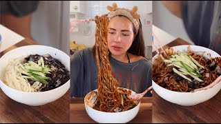 The Best Jjajangmyeon Recipe  Korean Chinese Black Bean Noodles  Mukbang [upl. by Anivad]