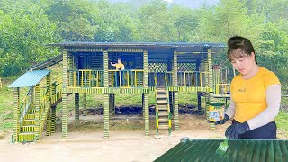 Single Mom Life  Paint the entire beautiful 2story bamboo house in the middle of a deserted place [upl. by Yntirb]