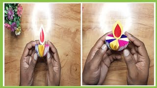 Beautiful Paper Diwali Diya ⚘️ Paper Crafts⚘️Easy Making Diya⚘️Trending [upl. by Edme]