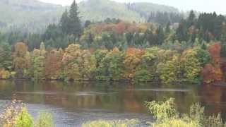 Autumn Coronation Bridge Over Loch Faskally Pitlochry Highland Perthshire Scotland [upl. by Grady]