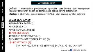 Appendisitis Dan Alvarado Score interpretasi Cara menghafalkan UKMPPD Bedah Gastrointestinal [upl. by Honoria510]