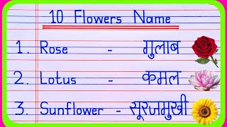 10 Flowers Name in English and Hindi  Flowers Name  Flower Name  phoolon ke naam  फूलों के नाम [upl. by Lahsram291]